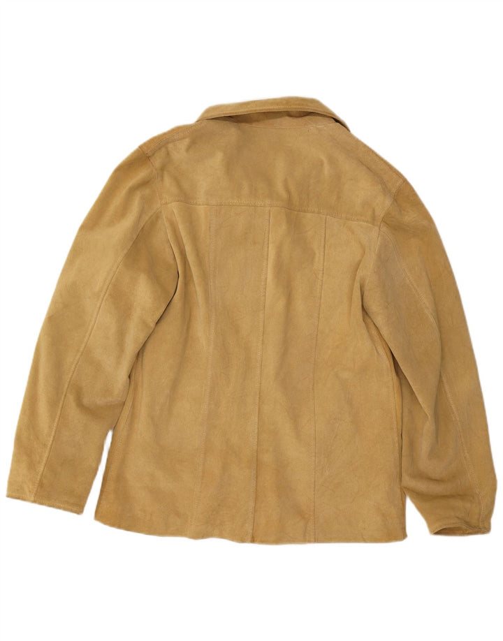Jaqueta feminina vintage de camurça IT 46 grande couro bege