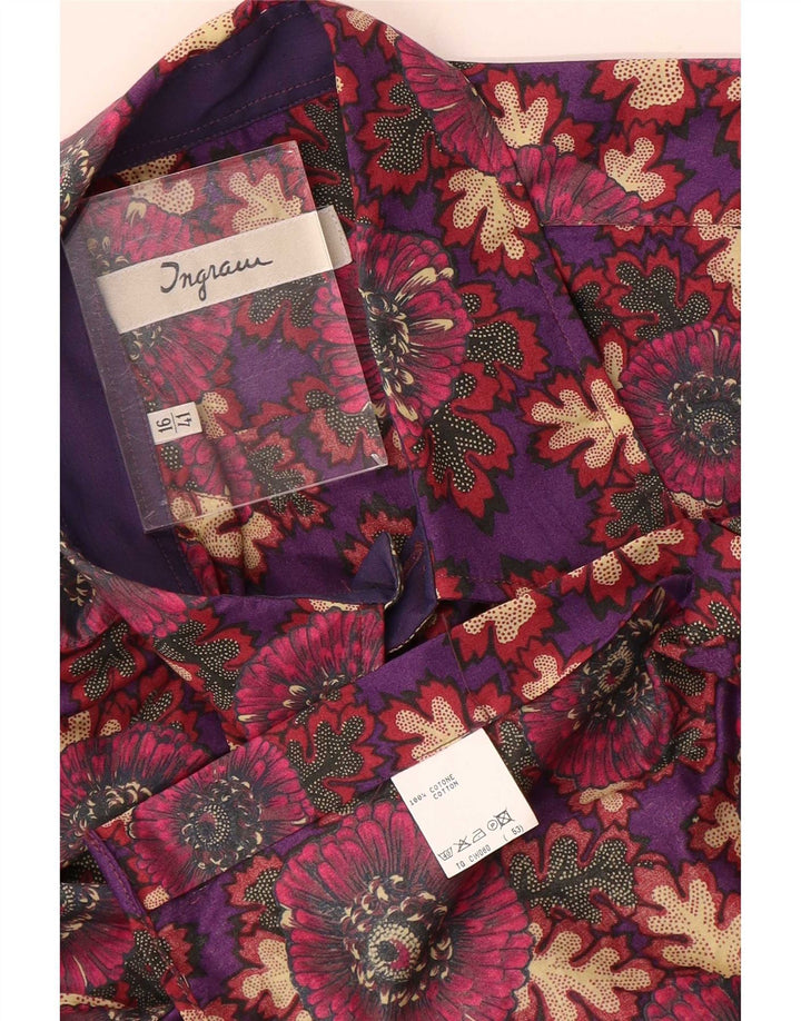 Camisa masculina Ingram tamanho 41 16 grande algodão floral multicolorido