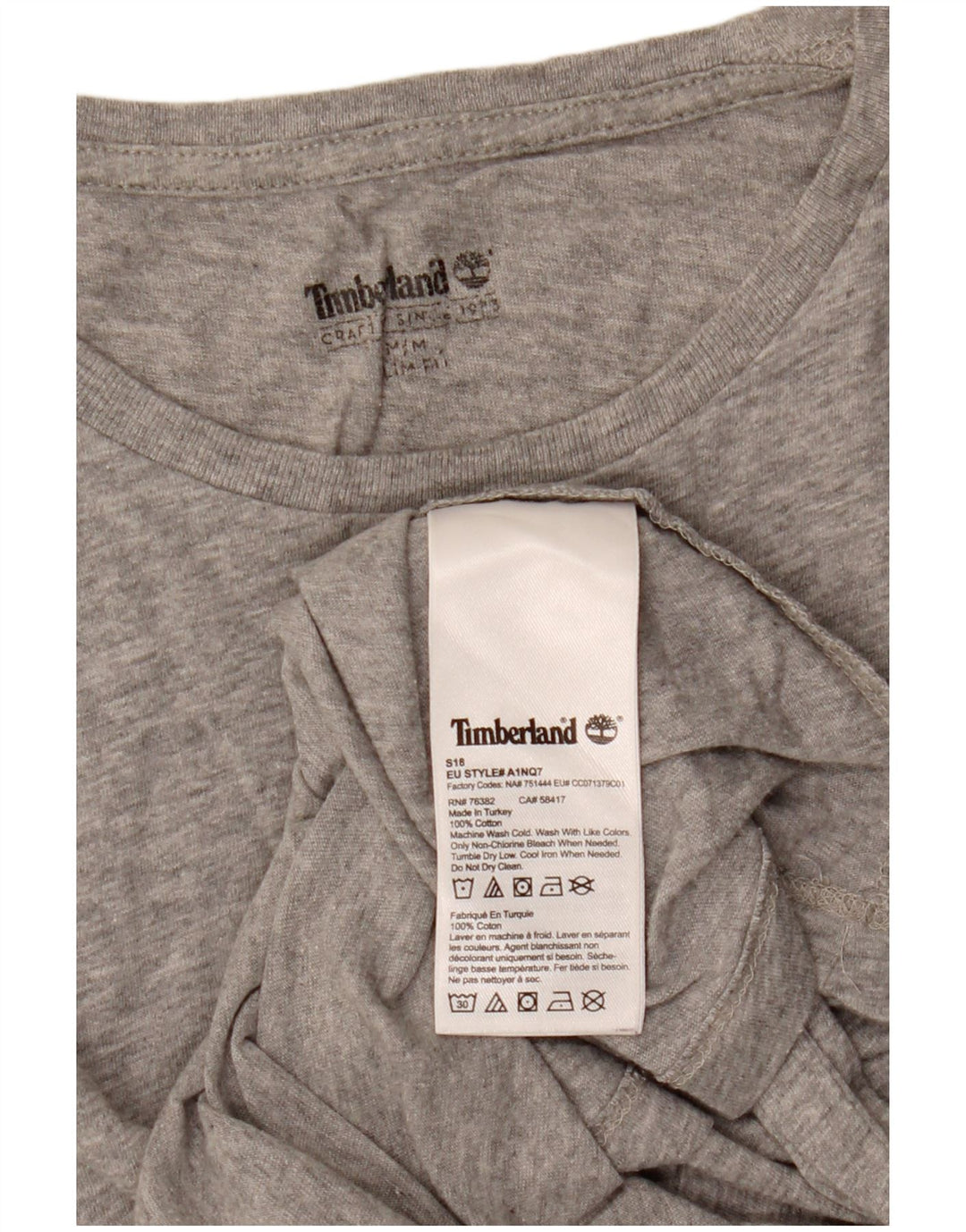 Camiseta masculina Timberland Slim Fit Top cinza médio algodão