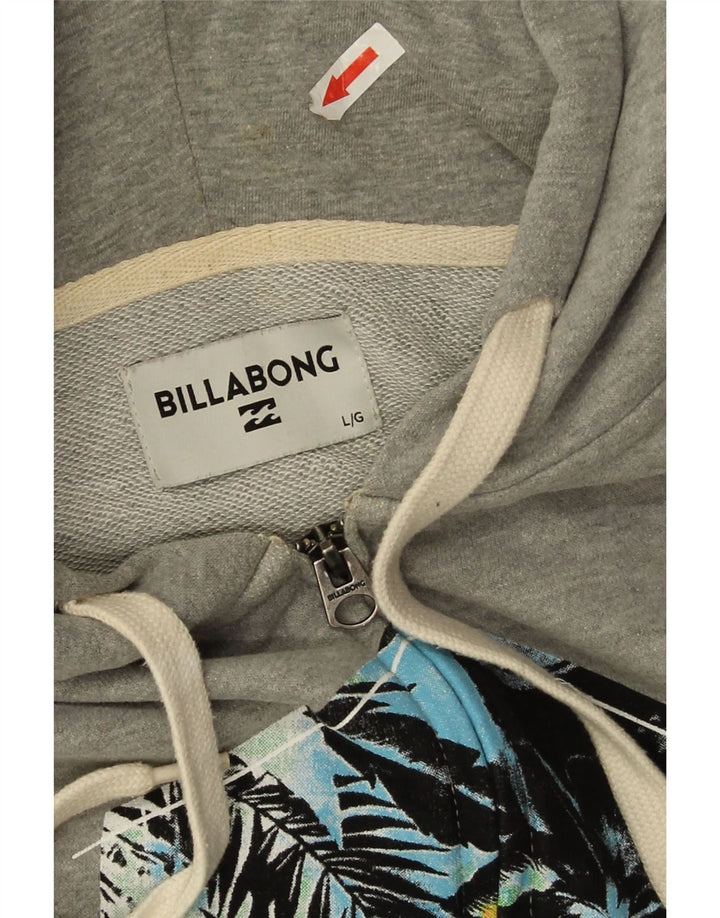 Suéter masculino Billabong com capuz e zíper gráfico grande algodão cinza