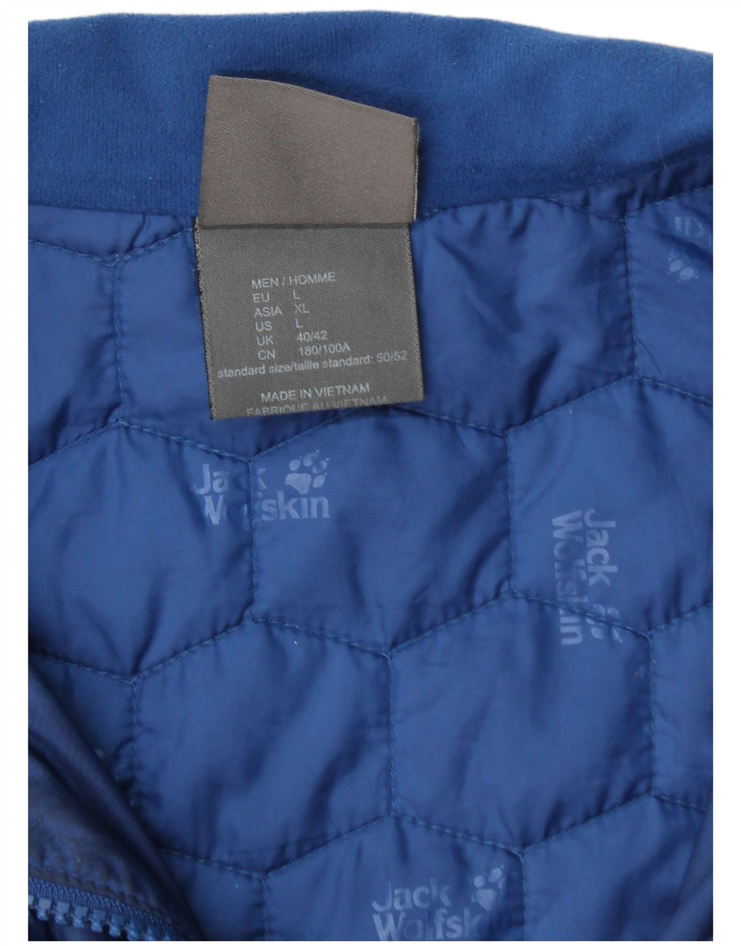 Jaqueta acolchoada masculina JACK WOLFSKIN Reino Unido 40/42 poliéster azul grande