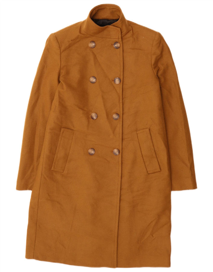 Casaco feminino Zara com peito duplo Reino Unido 10 lã bege pequena