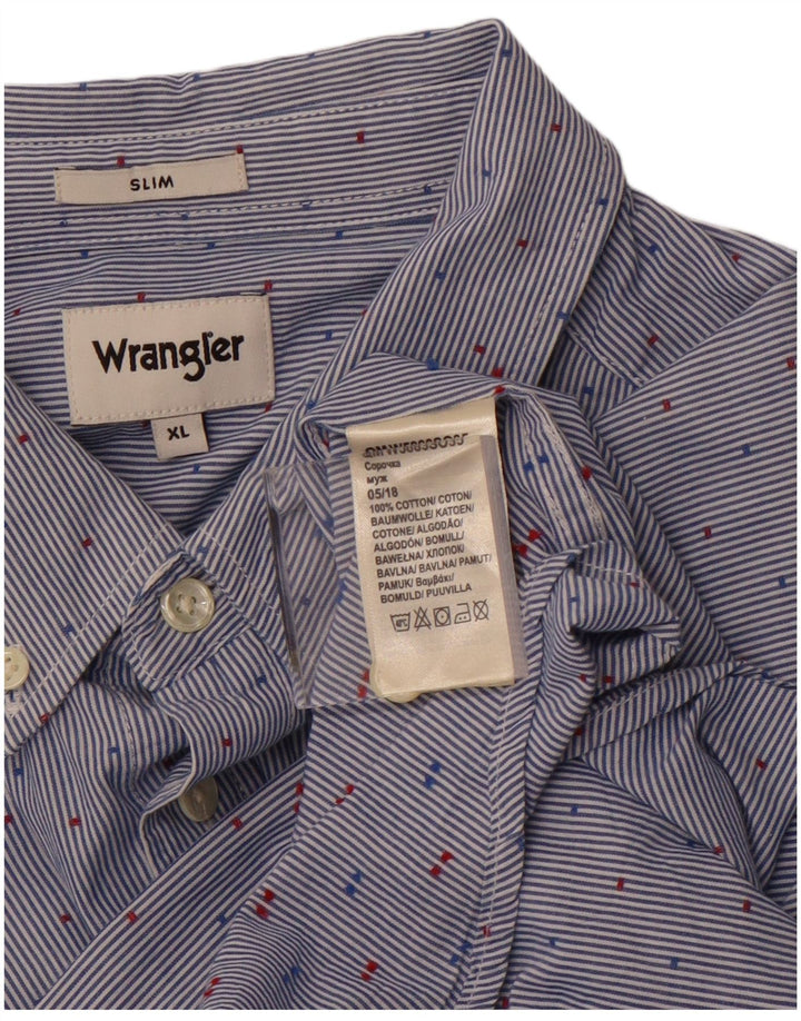 Camisa masculina slim WRANGLER XL algodão listrado azul