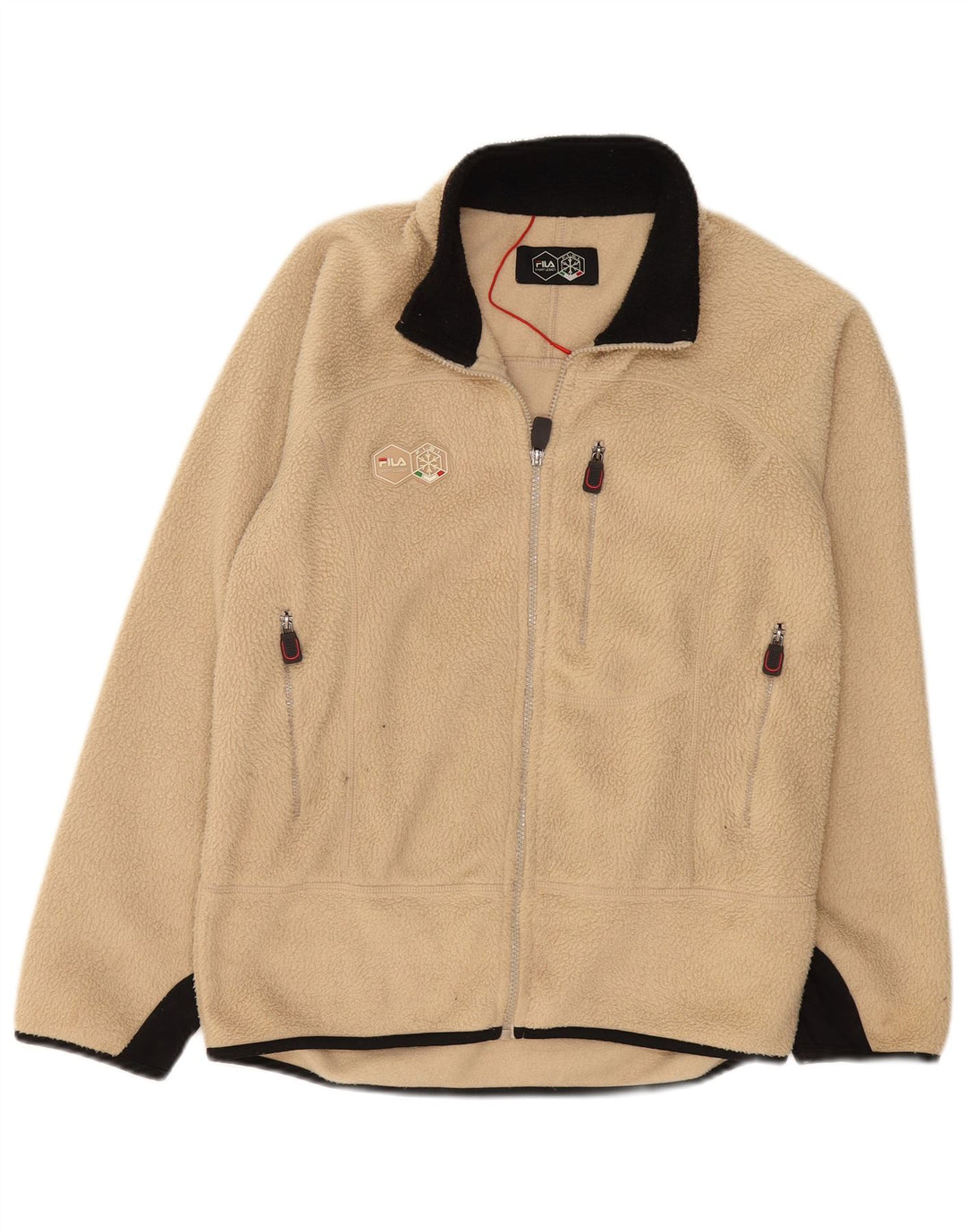 Jaqueta de lã masculina FILA UK 36 poliéster colorblock bege pequeno