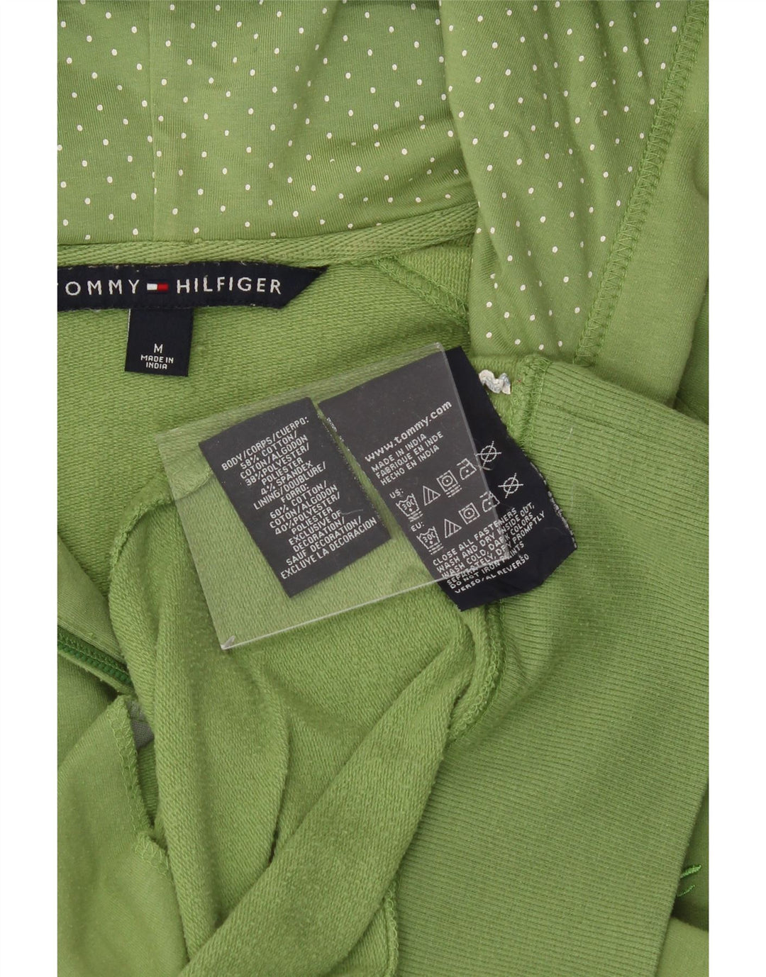 TOMMY HILFIGER Mens Graphic Zip Hoodie Sweater Medium Green Cotton Vintage Tommy Hilfiger and Second-Hand Tommy Hilfiger from Messina Hembry 