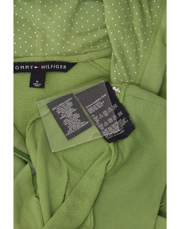 TOMMY HILFIGER Mens Graphic Zip Hoodie Sweater Medium Green Cotton Vintage Tommy Hilfiger and Second-Hand Tommy Hilfiger from Messina Hembry 