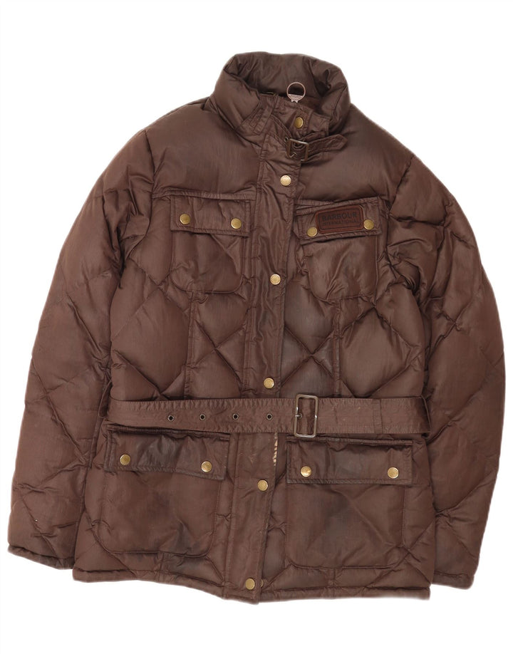 Jaqueta acolchoada feminina Barbour UK 12 poliéster marrom médio