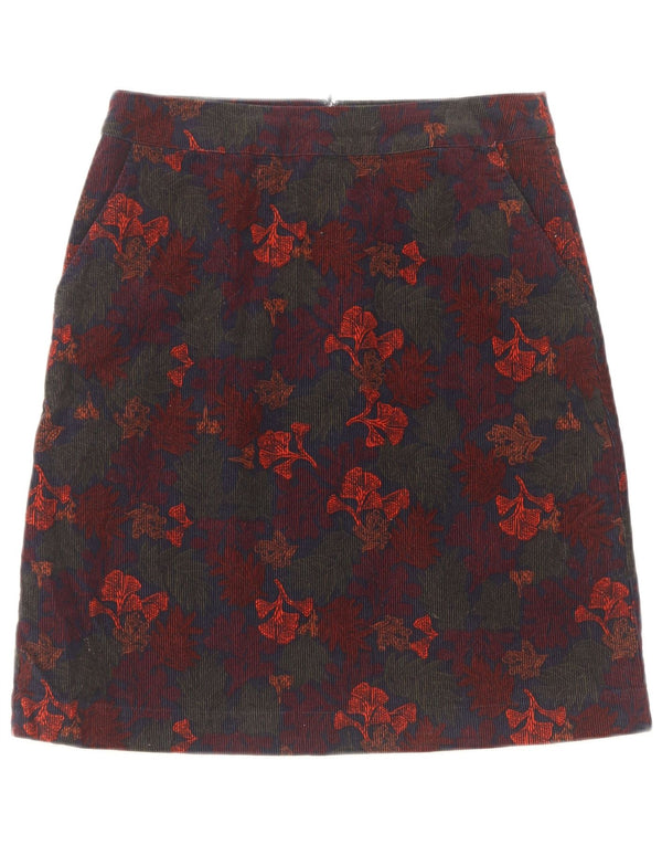 Saia feminina de veludo Seasalt UK 10 pequena W28 algodão floral multicolorido