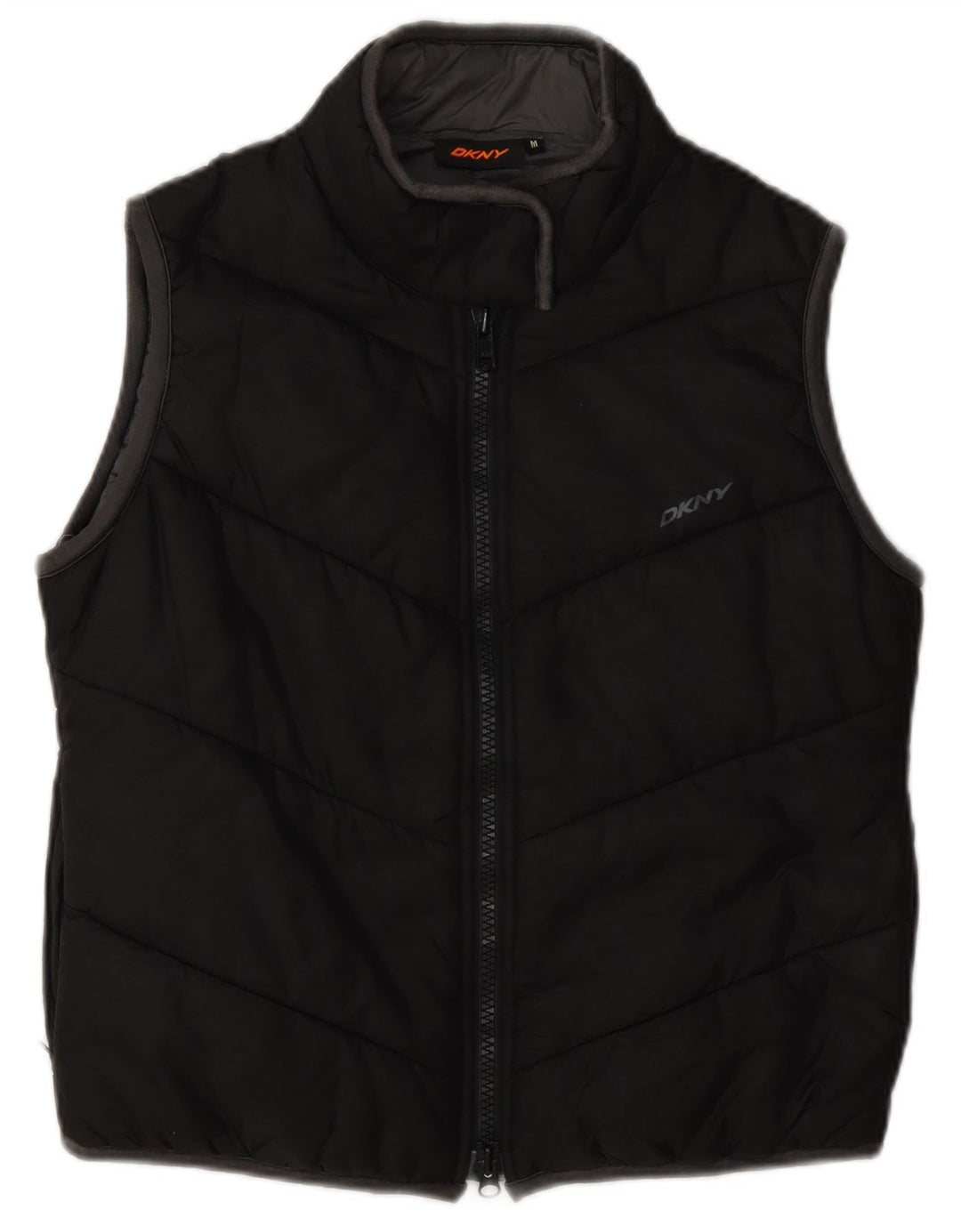 Colete acolchoado gráfico feminino Dkny UK 14 médio preto nylon