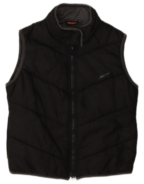Colete acolchoado gráfico feminino Dkny UK 14 médio preto nylon