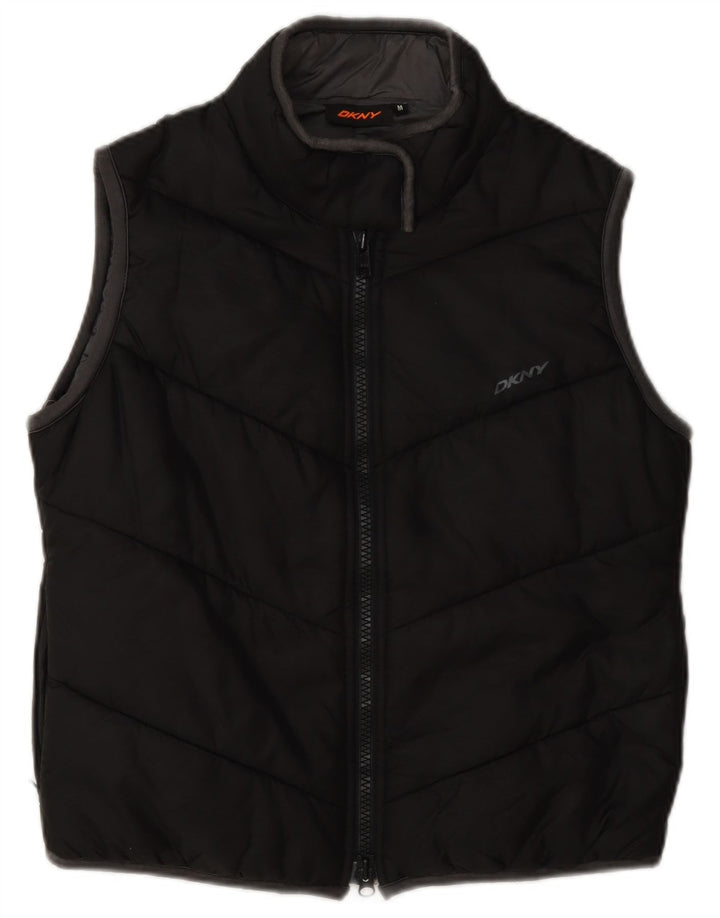 Colete acolchoado gráfico feminino Dkny UK 14 médio preto nylon
