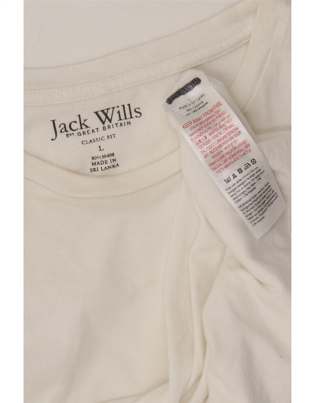 Jack Wills Mens Classic Fit Camiseta Top Grande Algodão Branco