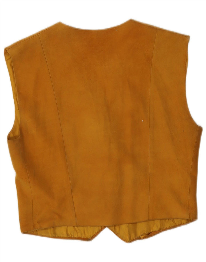 Colete de camurça vintage feminino UK 8 pequeno bege