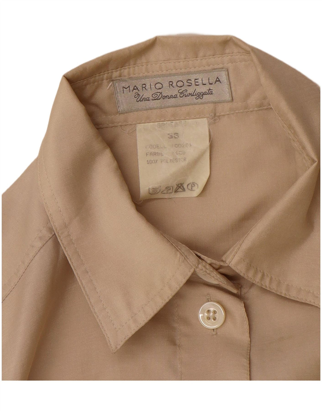 Mario Rosella Blusa feminina oversized UE 36 pequena bege poliéster