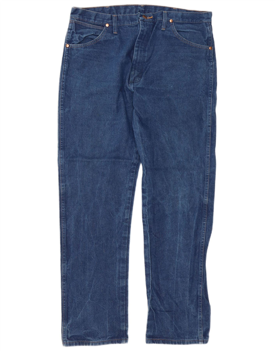 Wrangler Mens Straight Jeans W37 L32 Azul Algodão