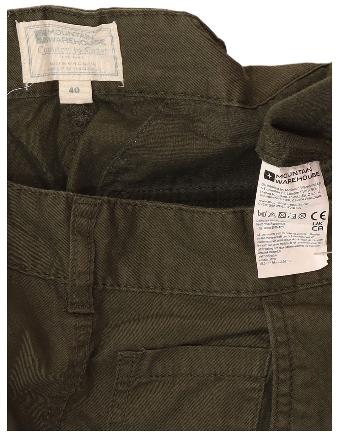 Shorts cargo masculino Mountain Warehouse W40 XL algodão verde
