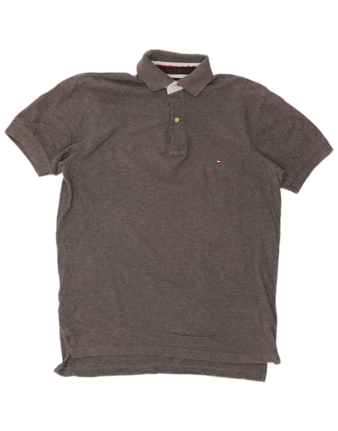 Camisa polo masculina Tommy Hilfiger pequena algodão cinza
