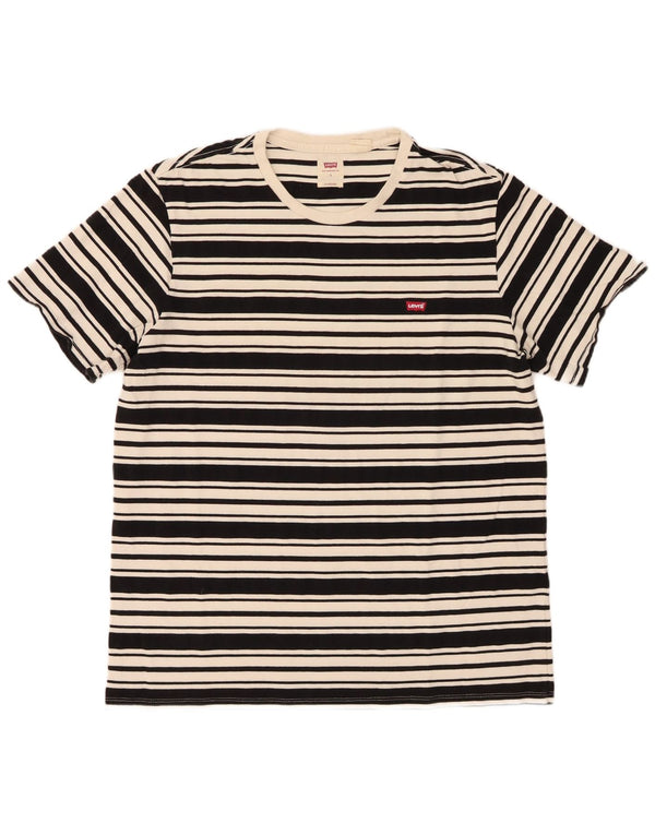 Camiseta masculina Levi's Standard Fit grande algodão listrado preto