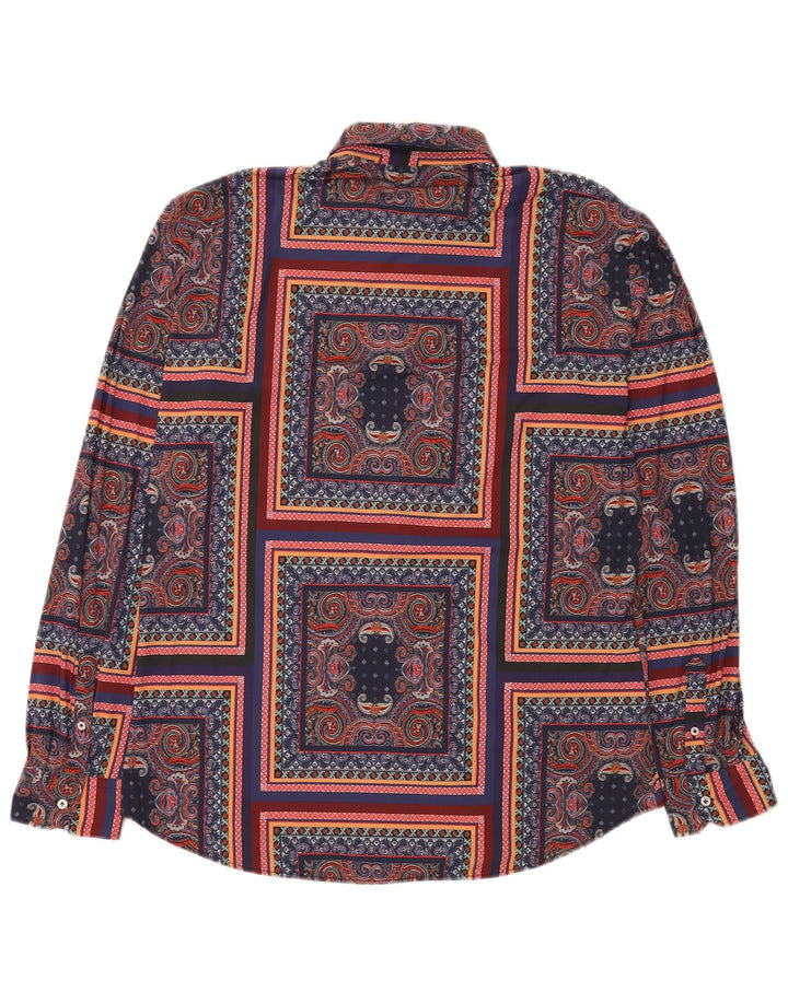 Camisa masculina Brian Dales tamanho 42 grande azul marinho Paisley