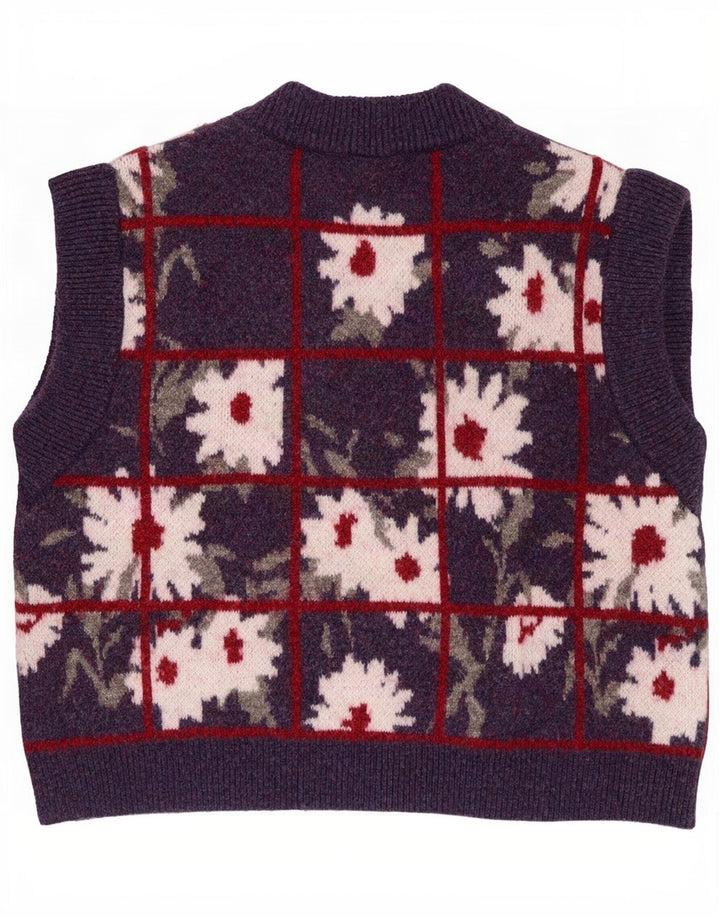 Zara Womens Vest Tank Top UK 14 Médio Roxo Floral Poliéster