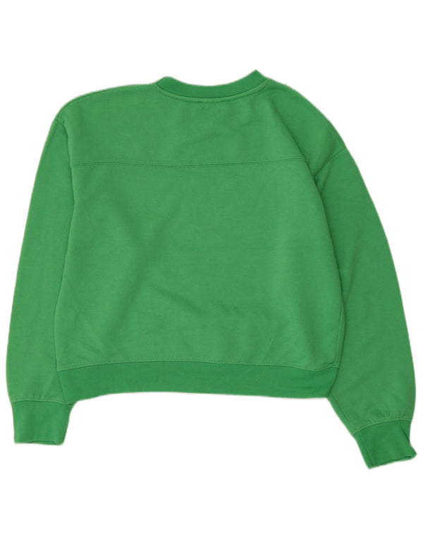 Zara Womens Crop Sweatshirt Jumper UK 14 Poliéster Verde Médio