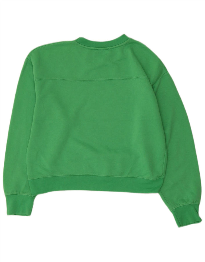 Zara Womens Crop Sweatshirt Jumper UK 14 Poliéster Verde Médio