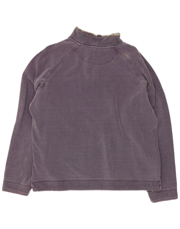 Fat Face Masculino Zip Neck Moletom Jumper Médio Algodão Roxo
