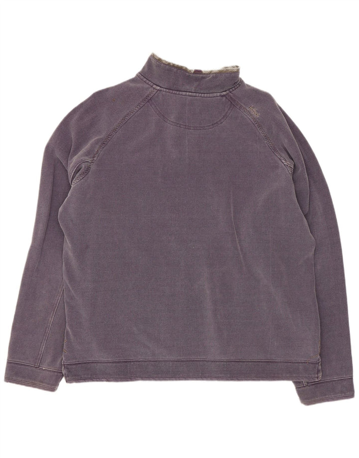 Fat Face Masculino Zip Neck Moletom Jumper Médio Algodão Roxo