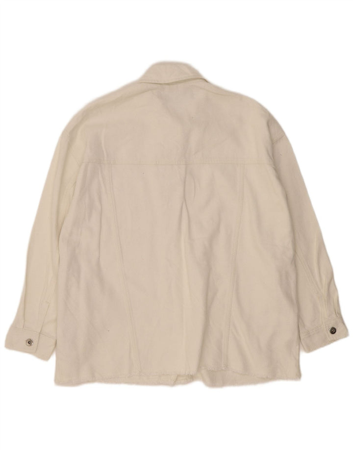 Camisa Overshirt Feminina Zara Reino Unido 10 Pequeno Algodão Branco