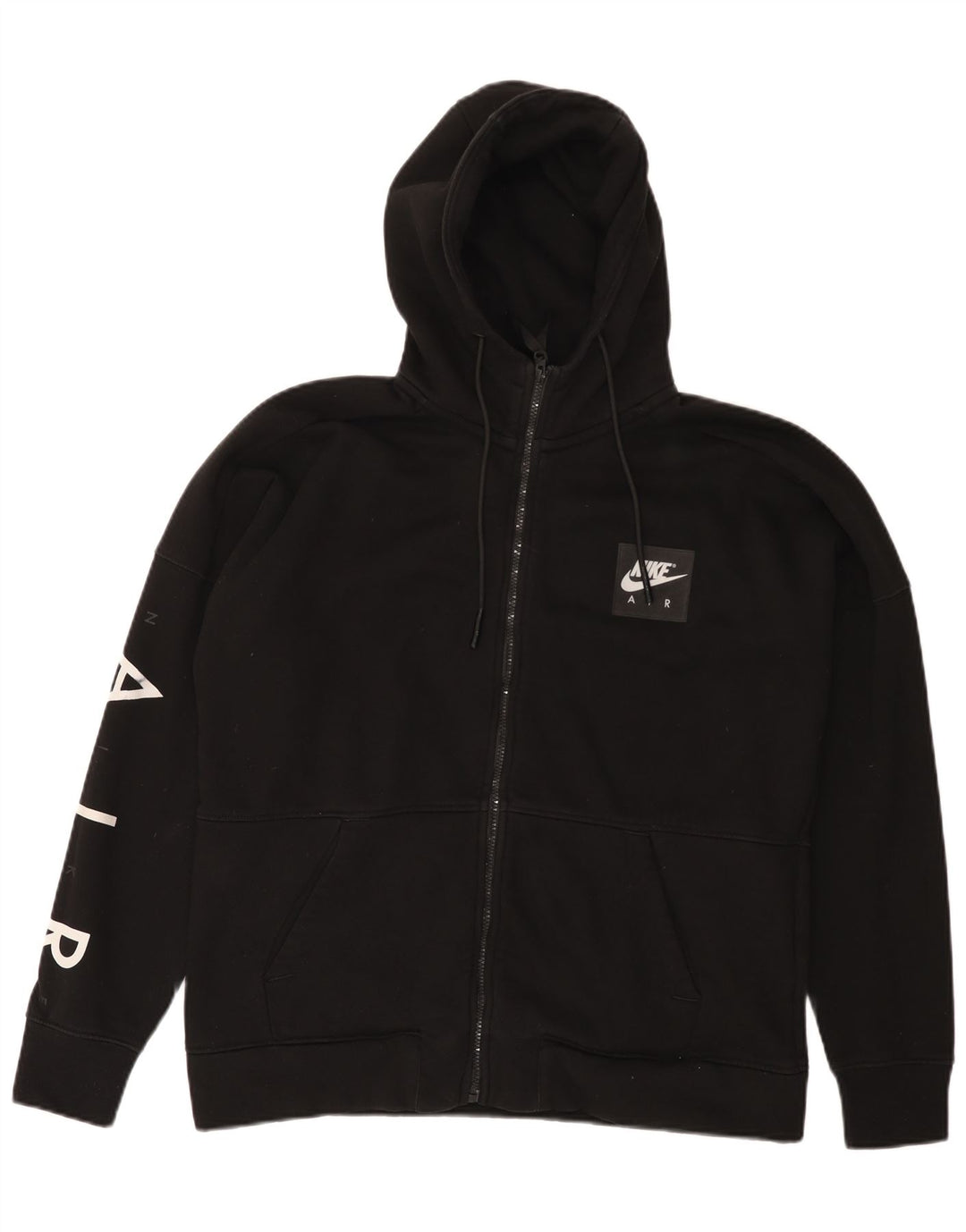 Suéter Nike masculino com capuz e zíper gráfico grande de algodão preto