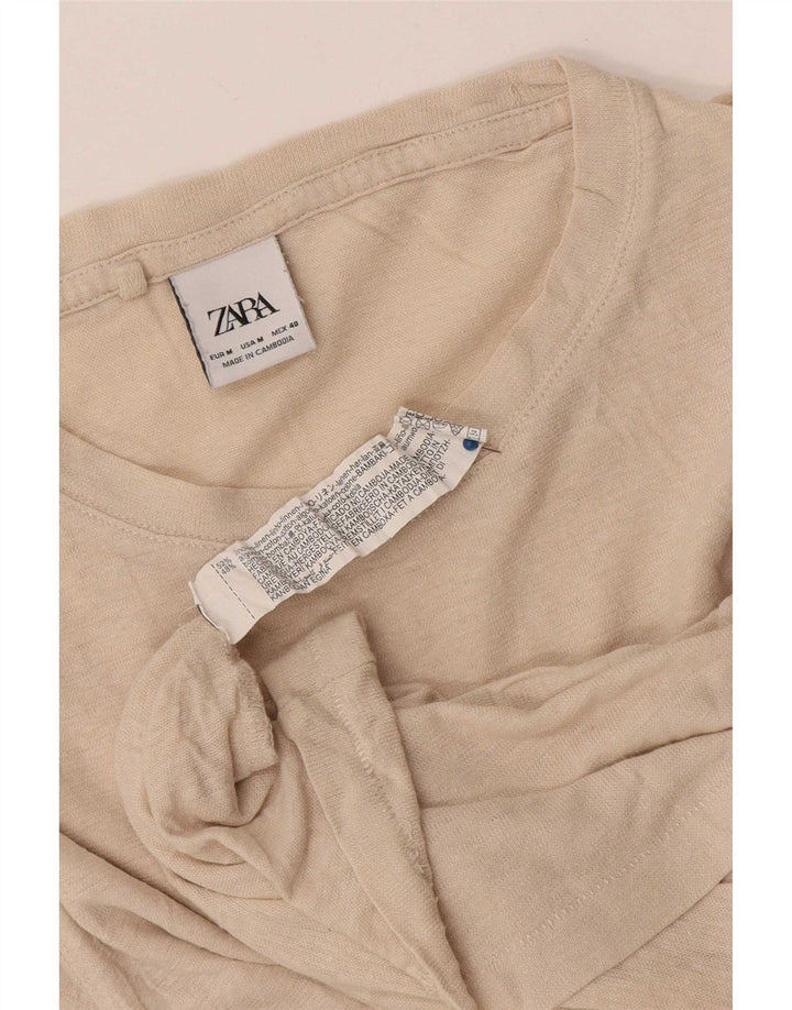 Zara Camiseta masculina Top Médio Bege Linho