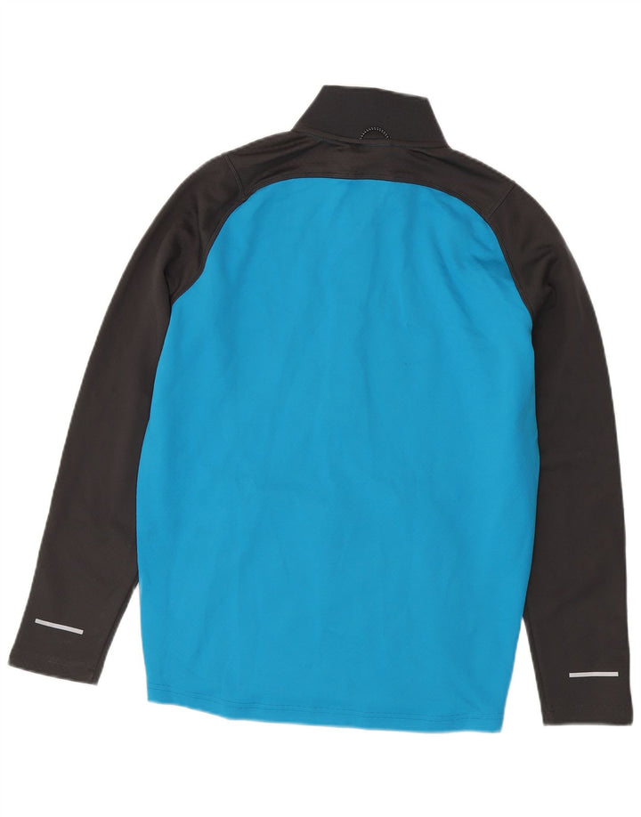 Pulôver masculino Canterbury com zíper e gola em bloco colorido azul pequeno