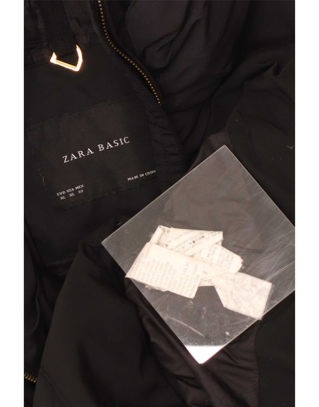 Jaqueta acolchoada feminina Zara UK 18 XL poliéster preto