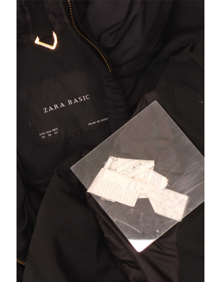 Jaqueta acolchoada feminina Zara UK 18 XL poliéster preto