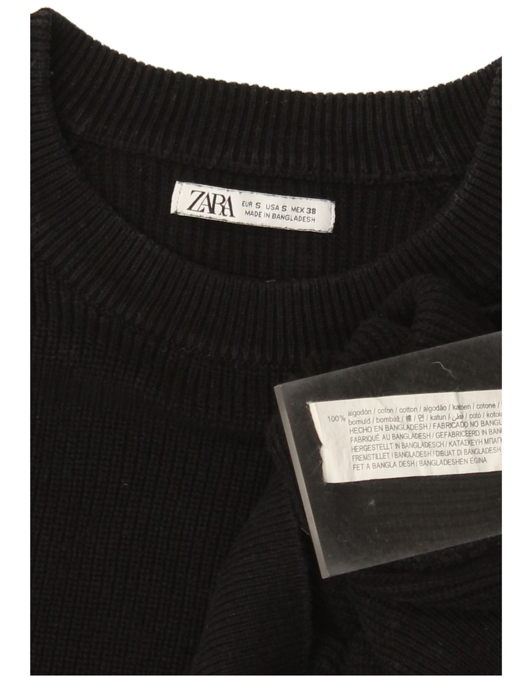 Zara Suéter masculino com gola canoa pequeno algodão preto