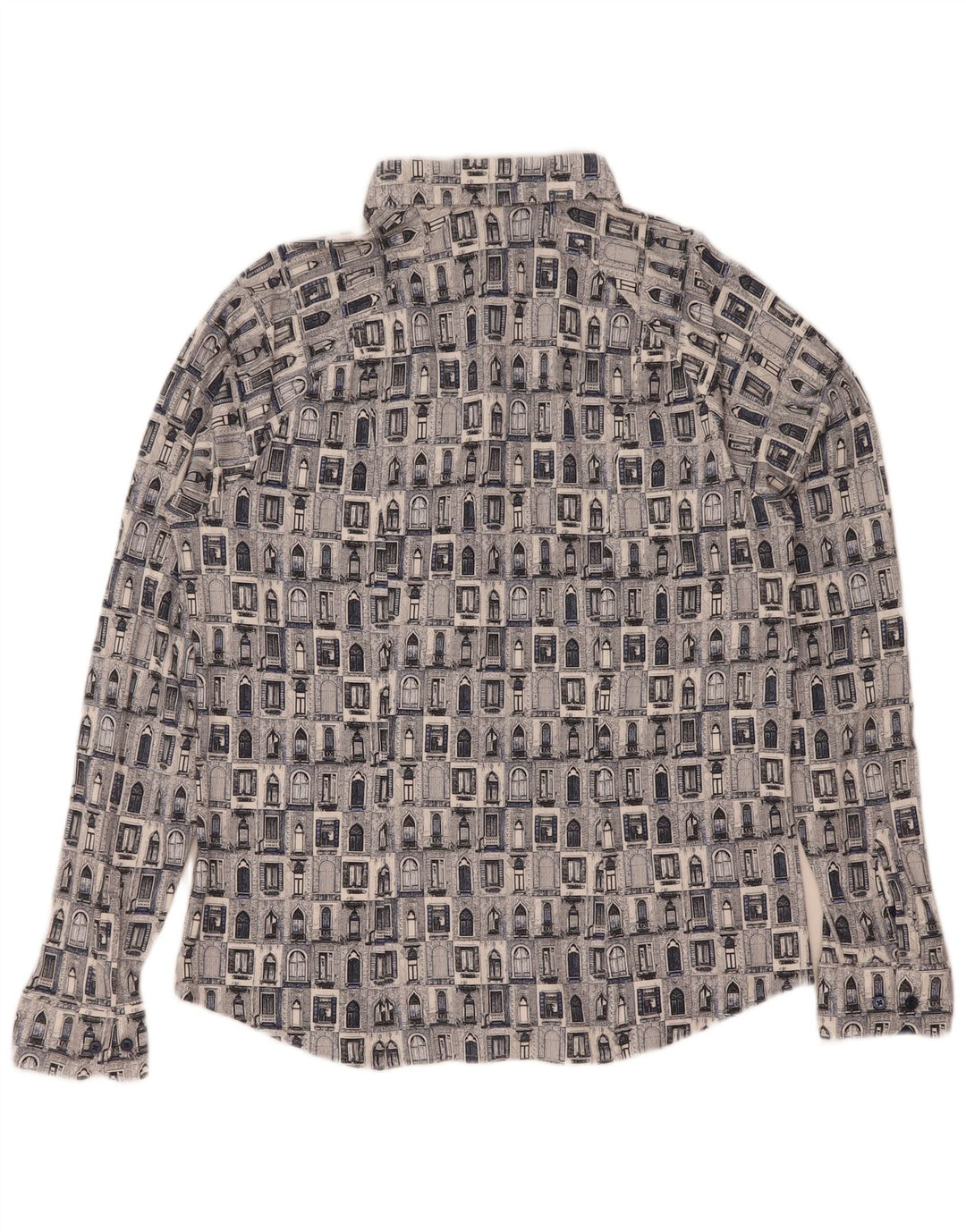 Camisa masculina Desoto com estampa abstrata grande algodão azul