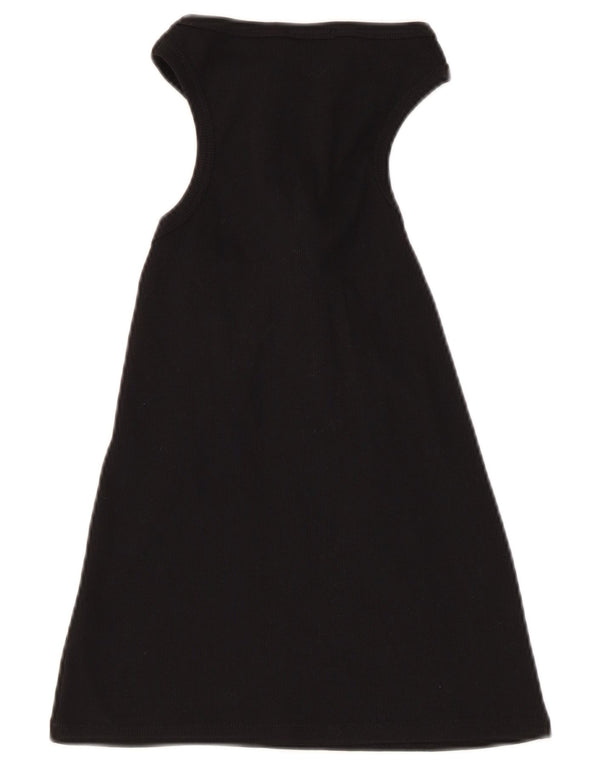 Top de colete feminino Desigual recortado Reino Unido 14 grande algodão preto