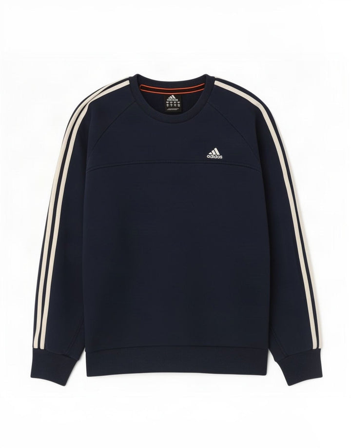 Adidas Mens Moletom Jumper Médio Azul Marinho Algodão