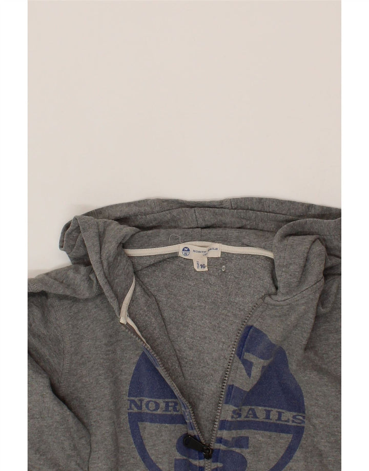 NORTH SAILS Boys Graphic Zip Hoodie Sweater 15-16 Years Grey Cotton Vintage North Sails and Second-Hand North Sails from Messina Hembry 
