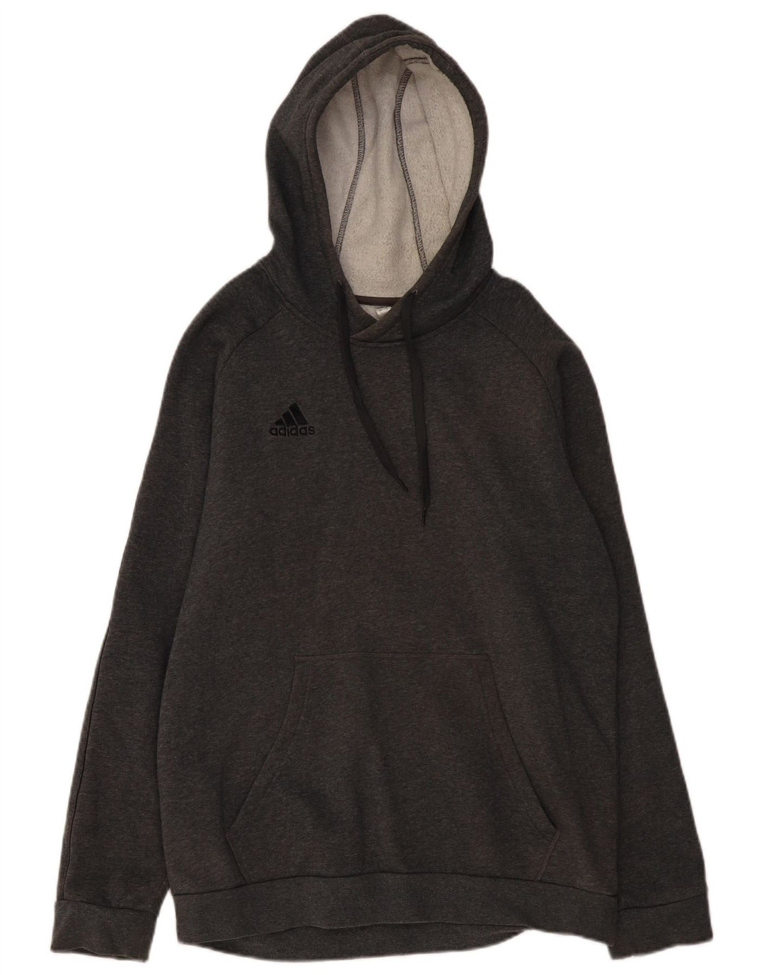 ADIDAS Mens Hoodie Jumper Grande Algodão Cinza