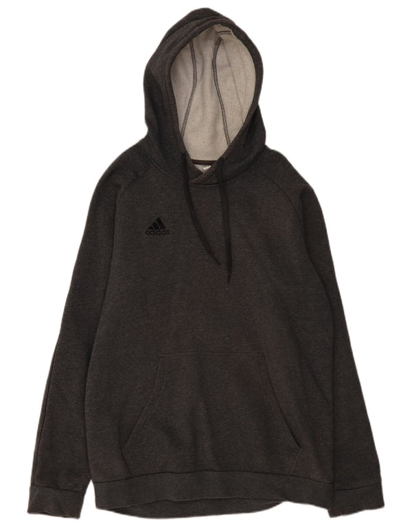 ADIDAS Mens Hoodie Jumper Grande Algodão Cinza