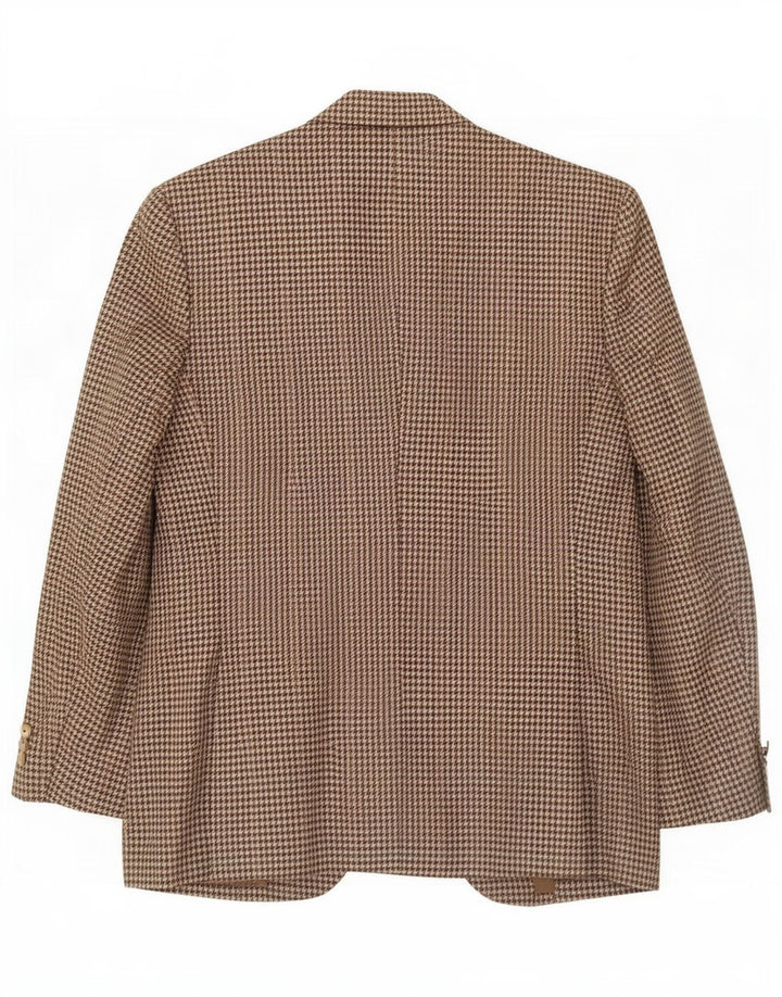 Cantarelli Mens 2 Button Blazer Jacket IT 52 XL Brown Houndstooth Wool