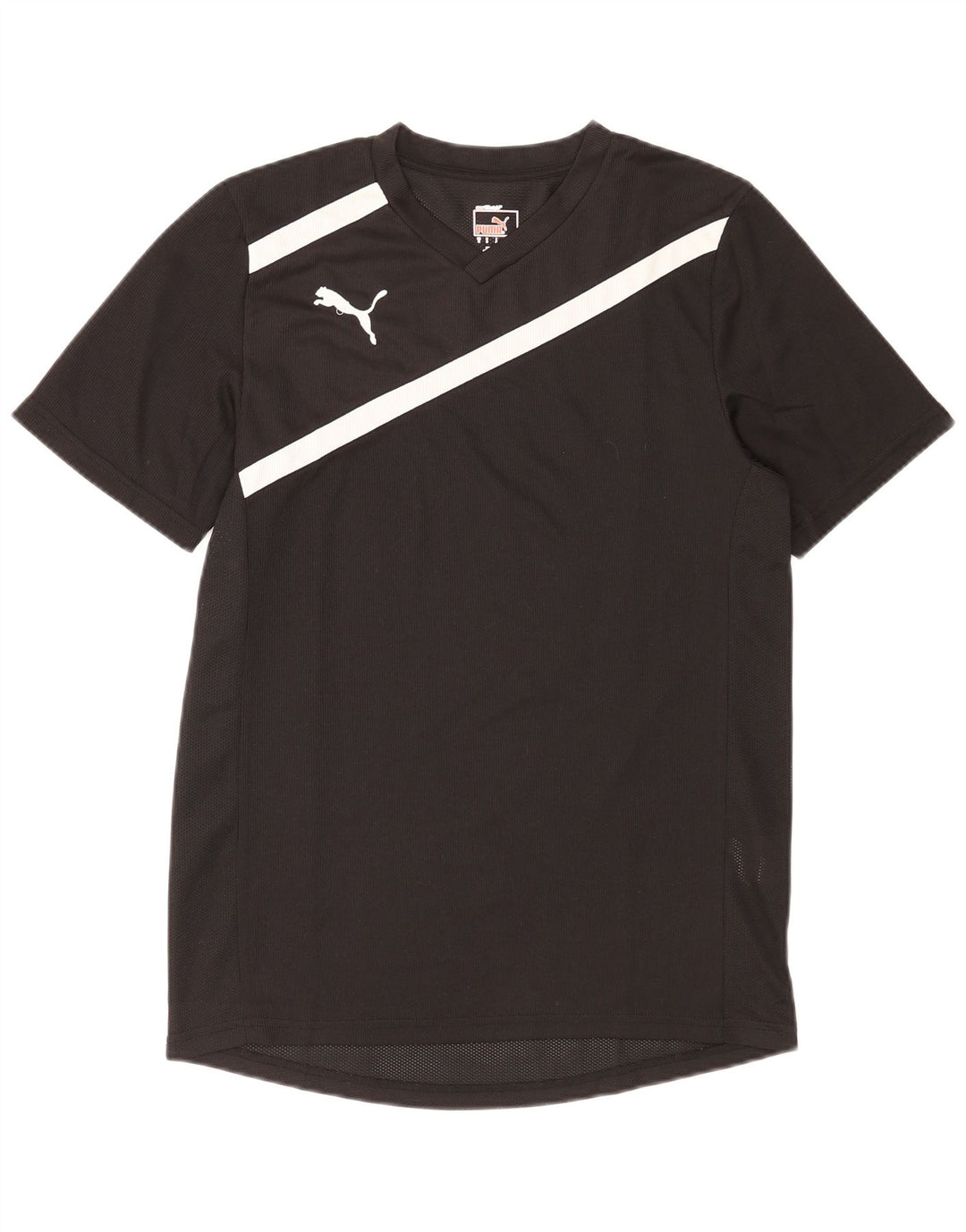 Puma Mens T-Shirt Top Pequeno Poliéster Listrado Preto