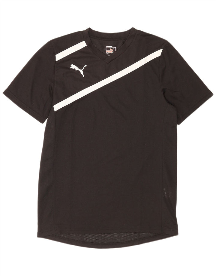 Puma Mens T-Shirt Top Pequeno Poliéster Listrado Preto