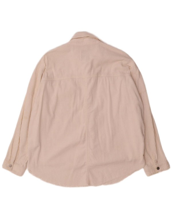 Camisa feminina de veludo cotelê Zara UK 10 pequeno algodão branco