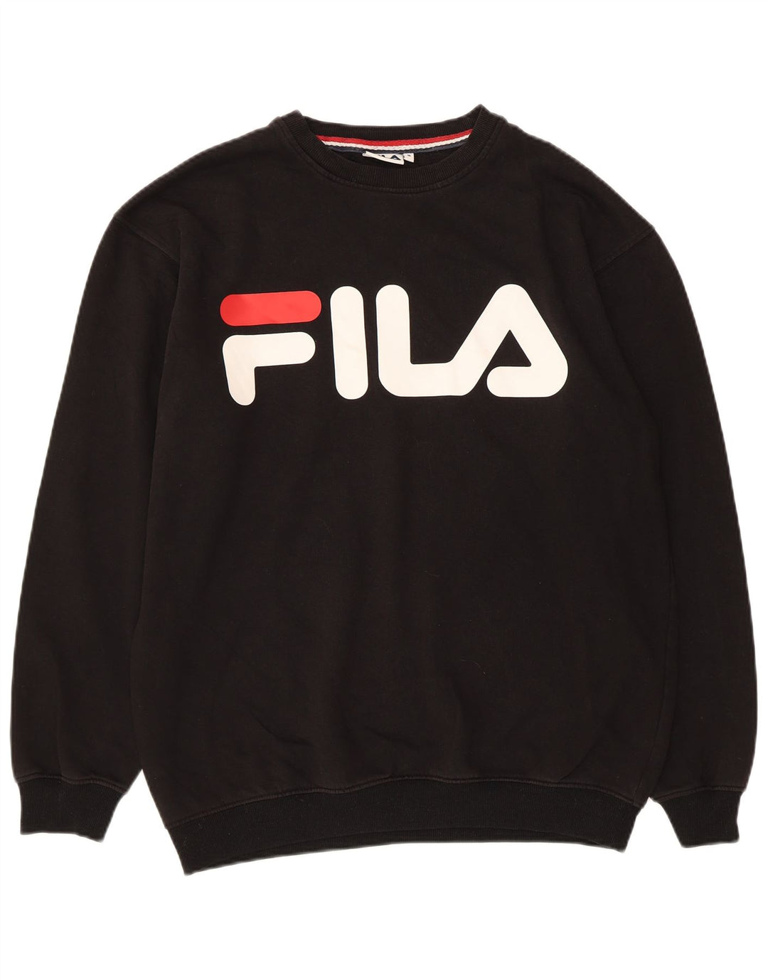 Fila Mens Graphic Moletom Jumper Médio Algodão Preto