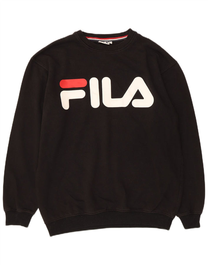 Fila Mens Graphic Moletom Jumper Médio Algodão Preto