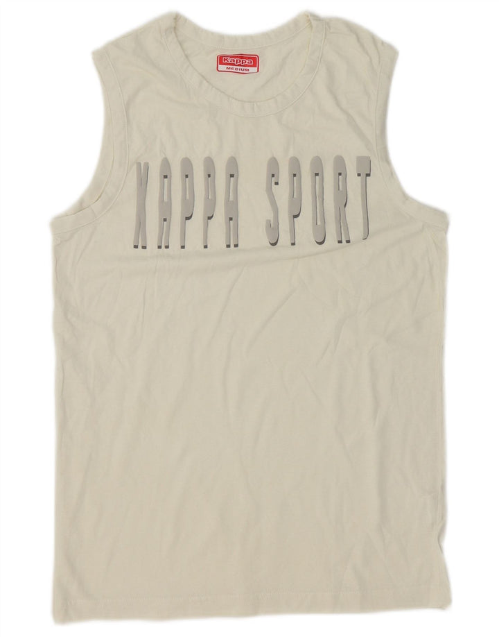 Camiseta gráfica masculina Kappa Top médio algodão branco