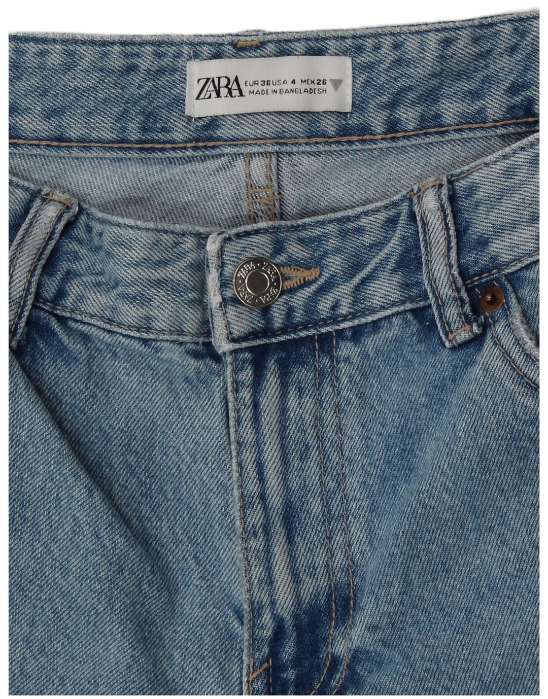 Calça jeans feminina ZARA Cargo Flared EU 36 XS W26 L32 Azul Algodão