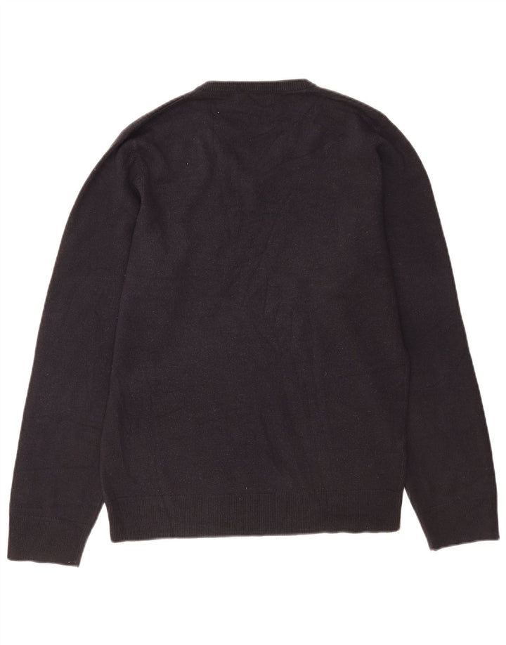 Suéter masculino Marks & Spencer Blue Harbor com decote em V pequeno azul marinho